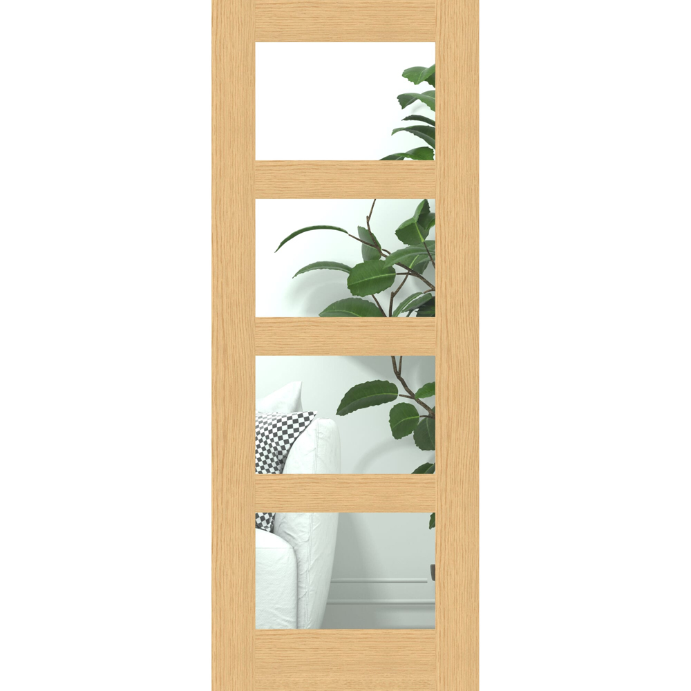 Green & Taylor Shaker Oak 4 Light Clear Glazed Fire Door 1981 x 686mm Image