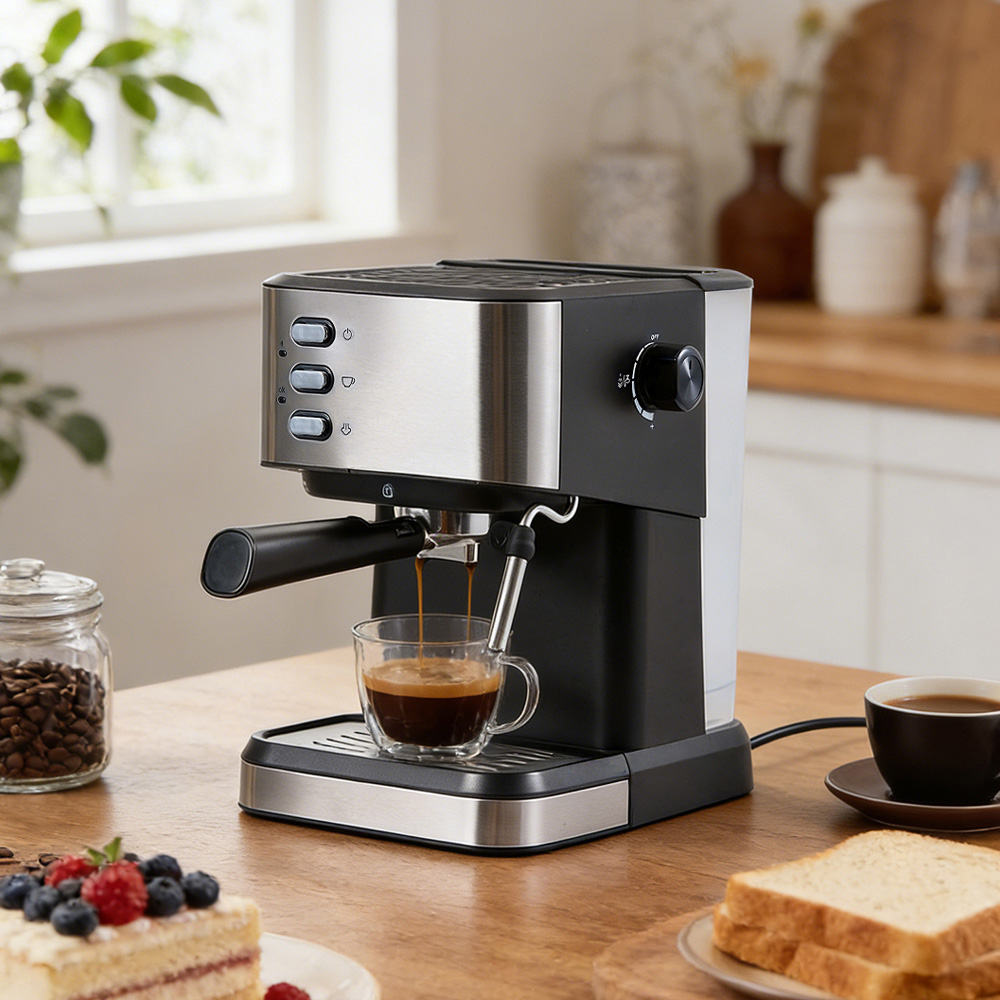 Living and Home EK020003 Black 1.5L Espresso Machine with Water Tank and Frother 1050W Image 7