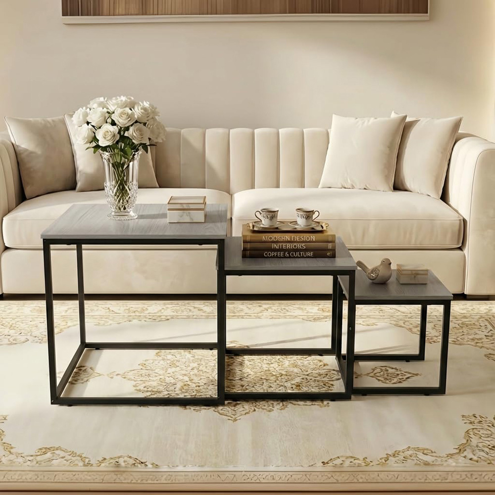 Alivio Grey Industrial Nest of Tables Set of 3 Image 4