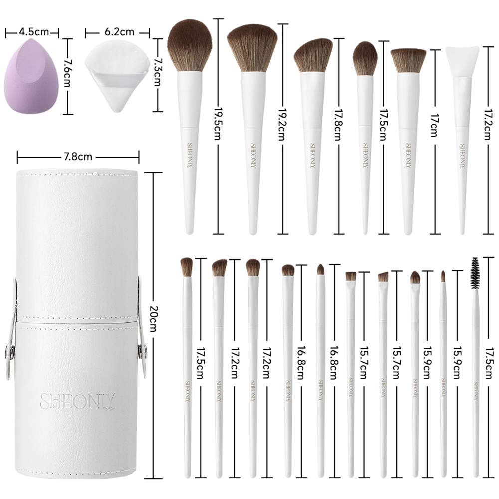Living and Home Pro Pure White Makeup Brush Set 16 Piece Image 6