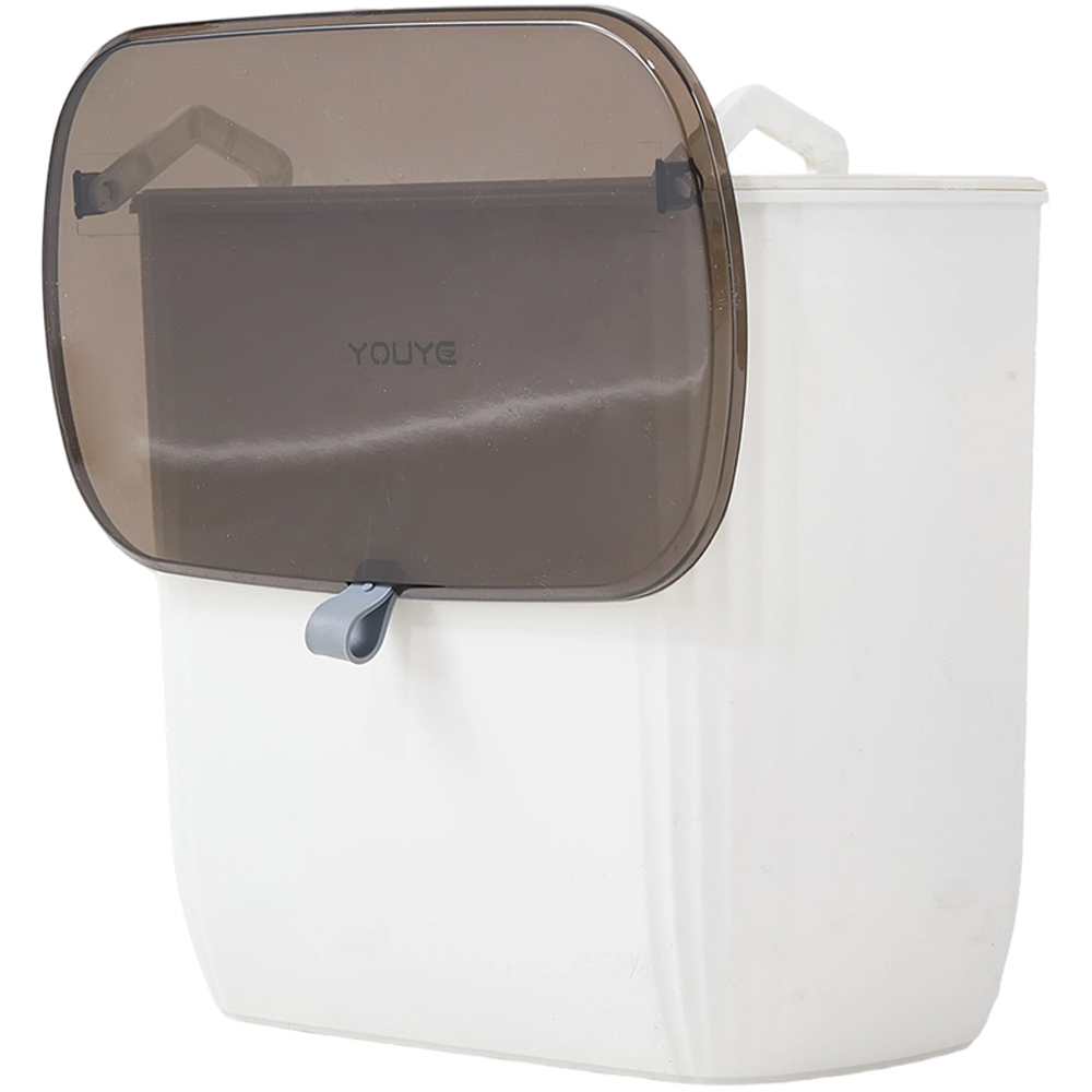 Living and Home White Wall-Mounted Waste Bin with Sealed Lid 9L Image 3