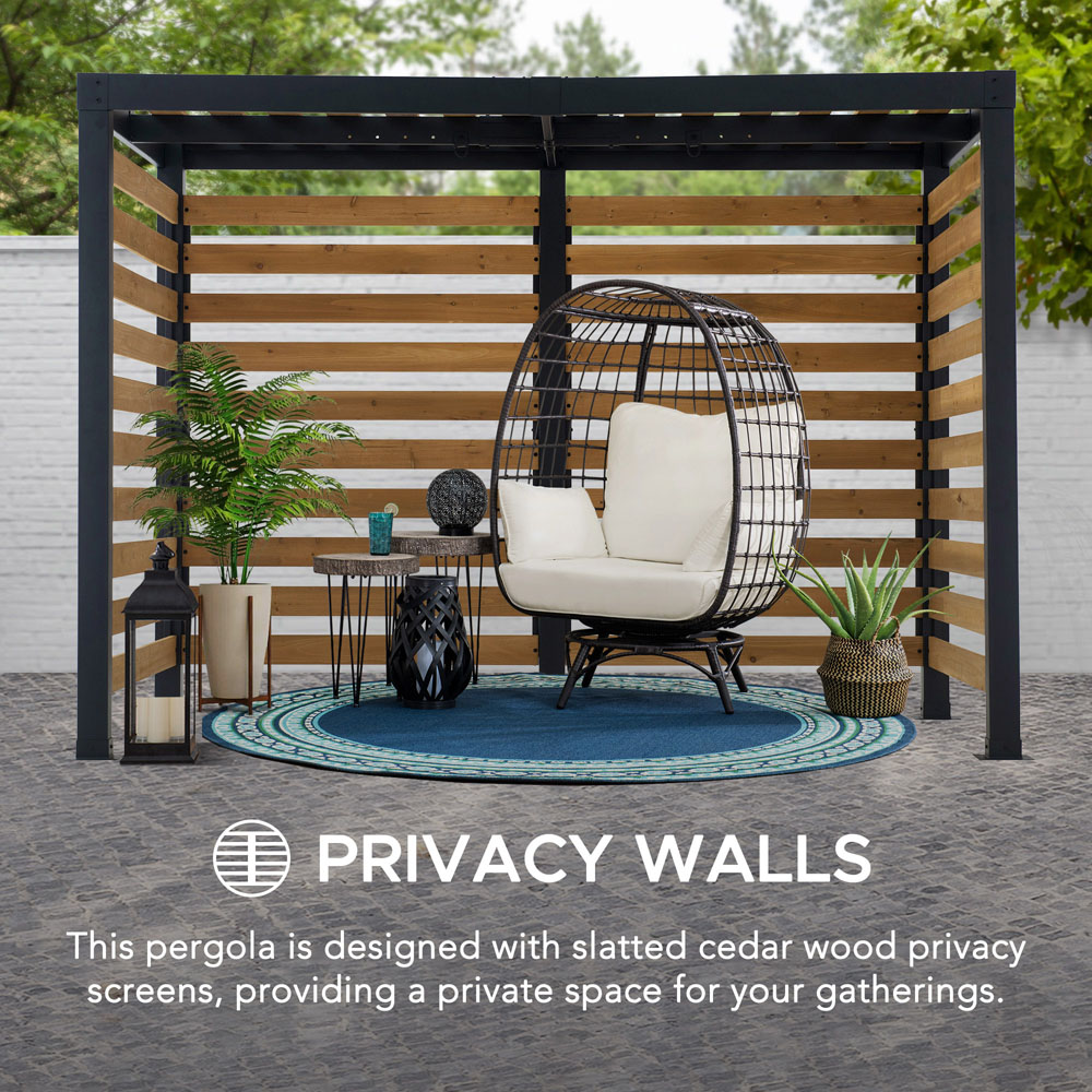 Sunjoy Marao 1.91 x 3.13m Black and Brown Steel Pergola Image 6