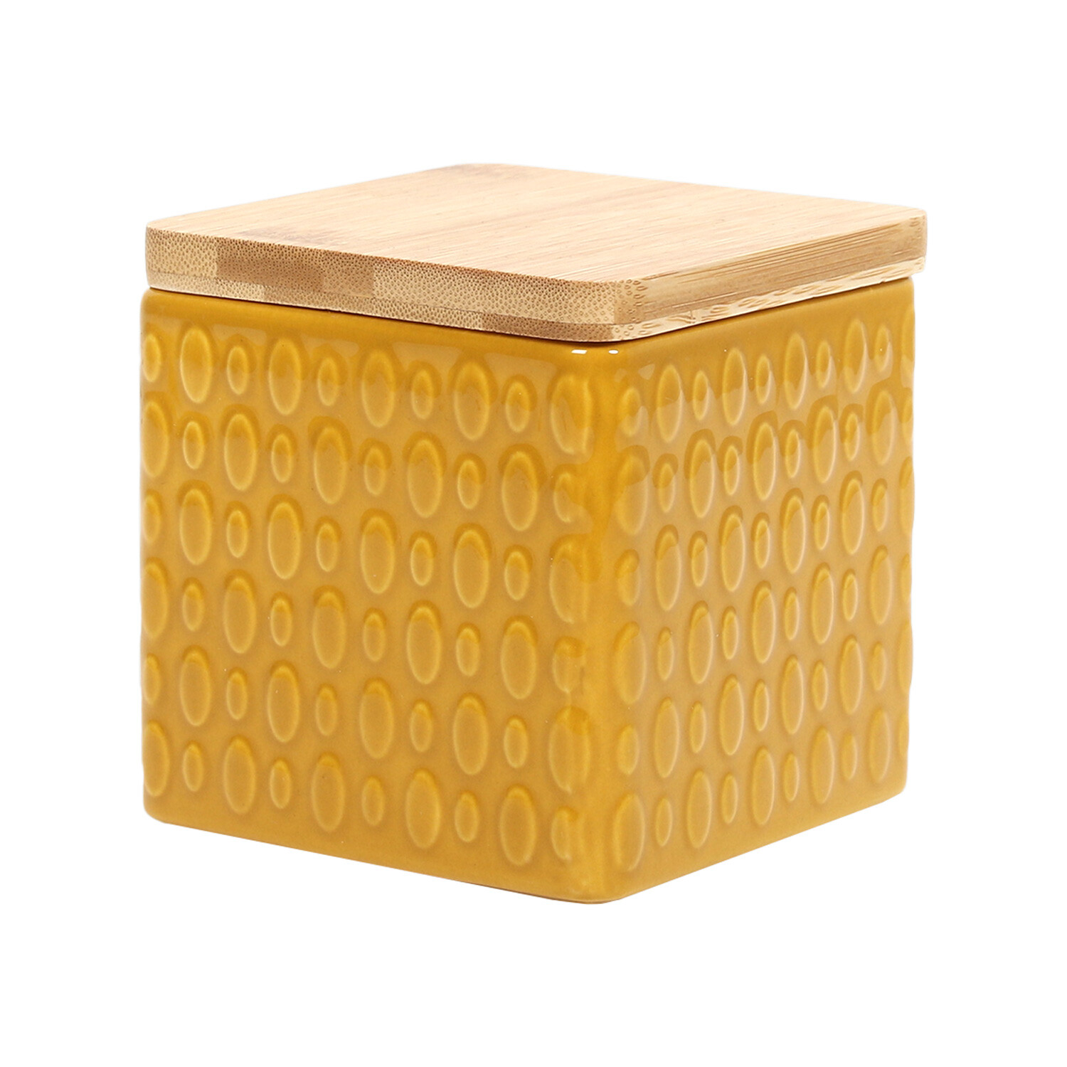 Embossed Drops Square Canister  - Mustard Image