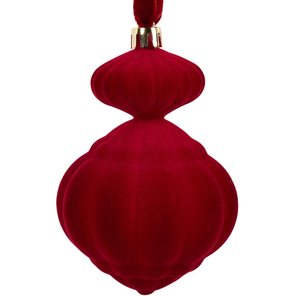 Pack of 4 Flocked Christmas Droplets Red Image 2