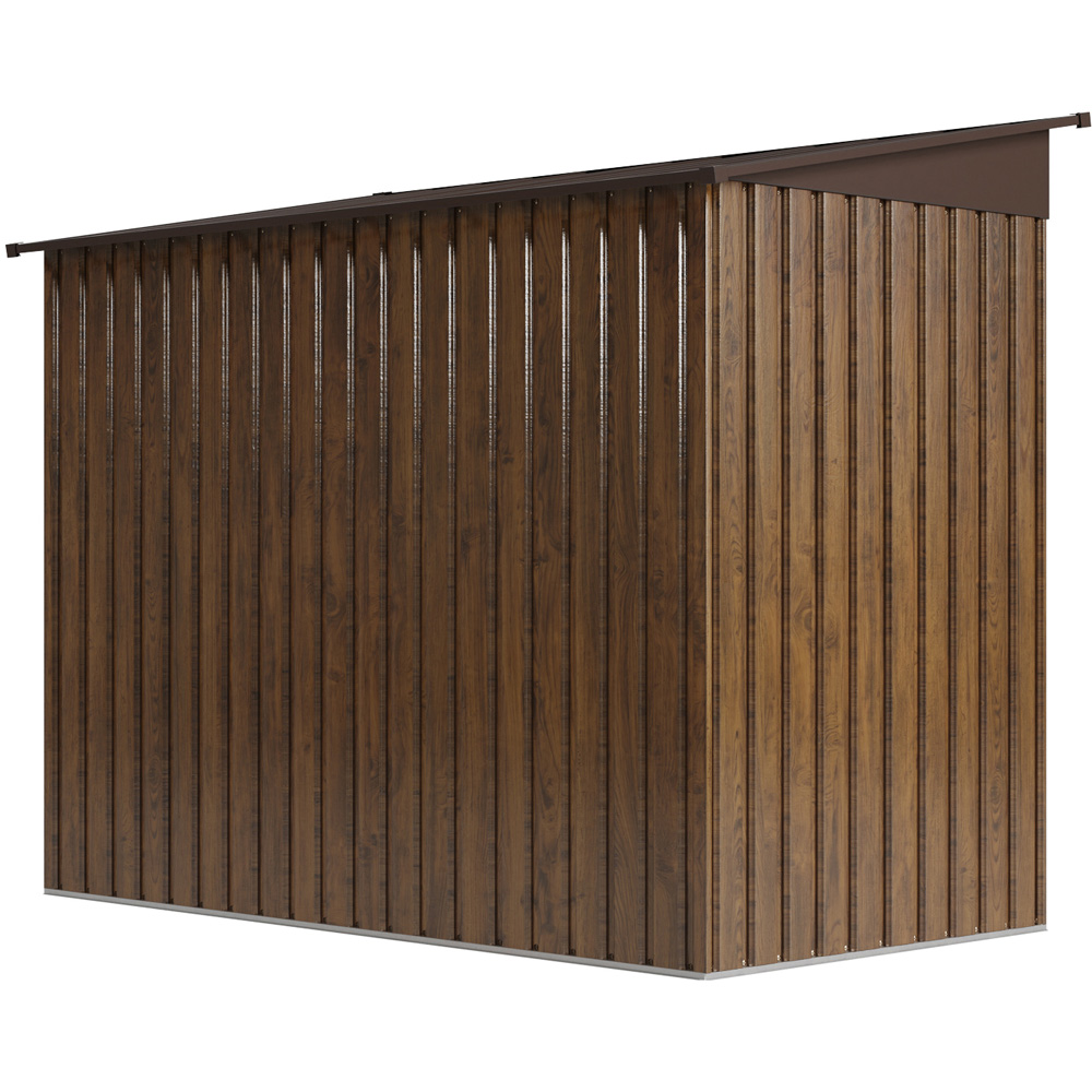 Living and Home 8 x 4ft Brown Wood Grain Finish Metal Pent Garden Shed Image 7