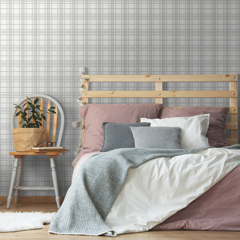 Superfresco Easy Country Tartan Silver Wallpaper Image 3