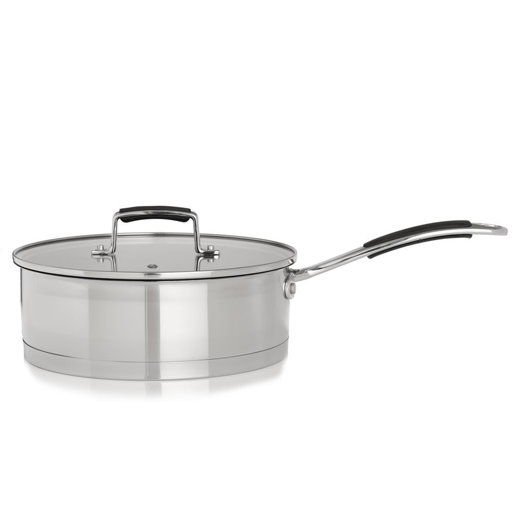 Wilko Stainless Steel Saute Pan and Lid 24cm Image 1