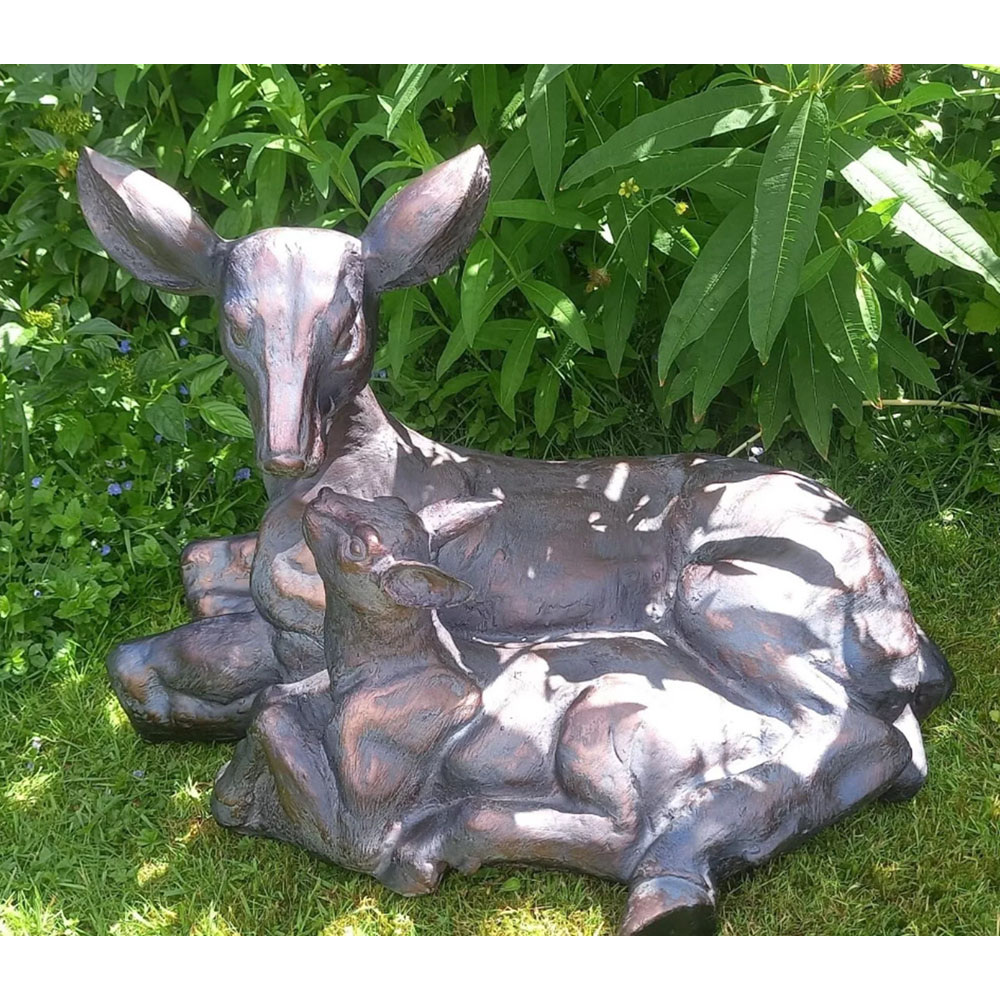 Inspirational Gifting Doe and Baby Fawn Polystone Resin Garden Ornament Large Image 5