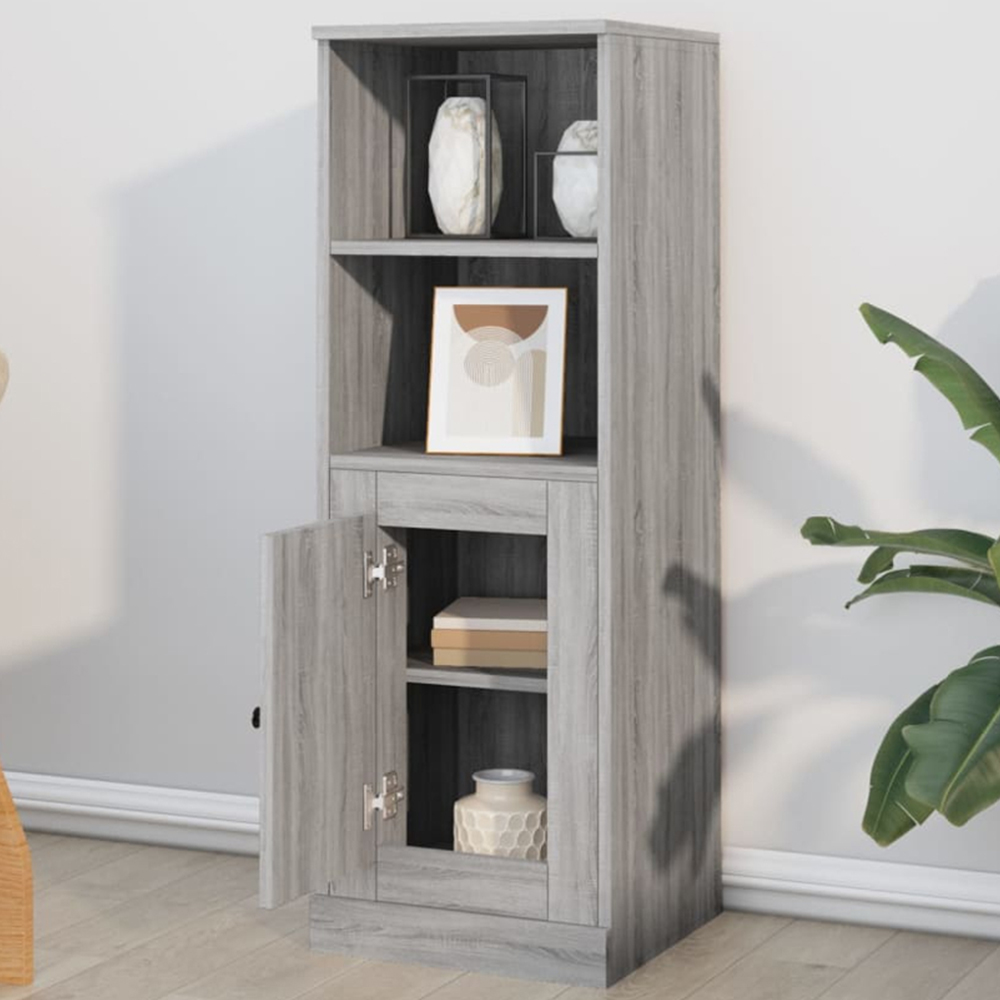 vidaXL Single Door 2 Shelf Grey Sonoma Highboard Image 1