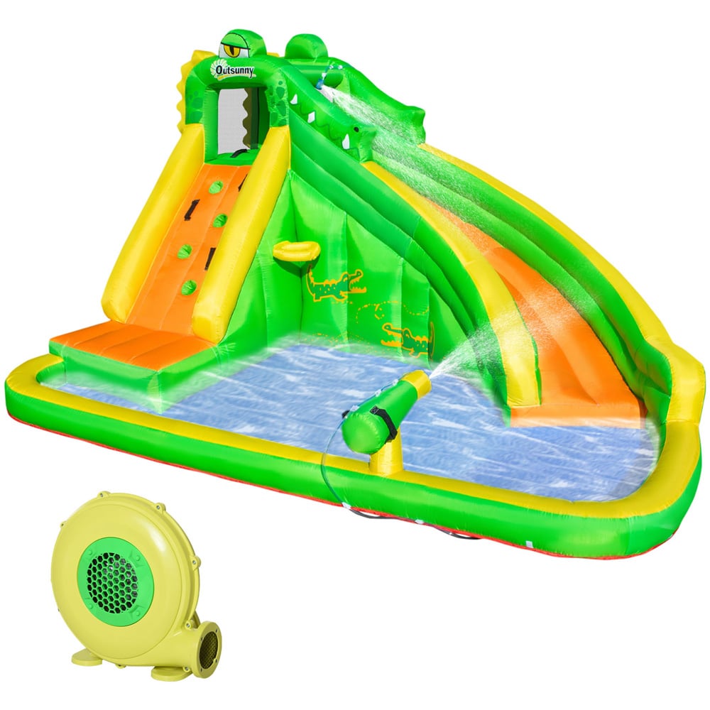 Outsunny Kids Dinosaur Theme Bouncy Castle with Blower Image 1