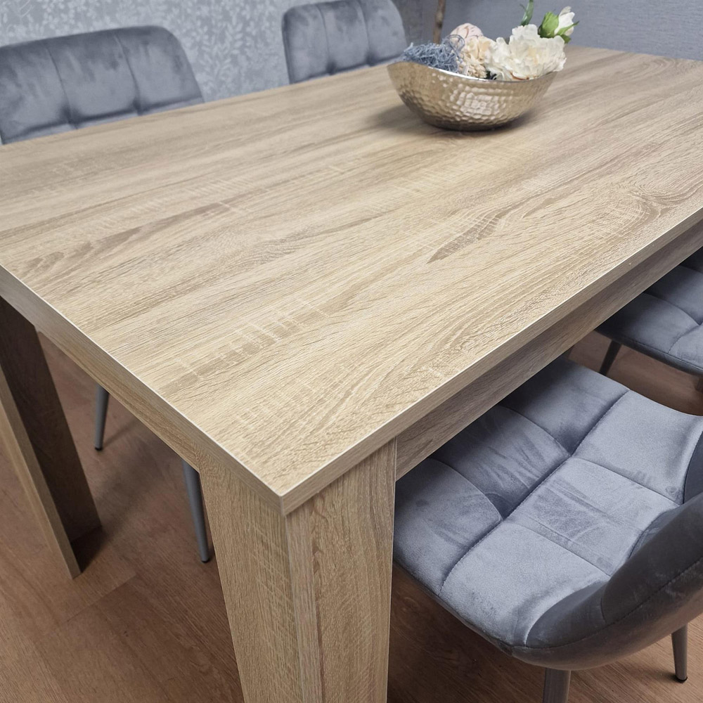 Kosy Koala 4 Seater Velvet Dining Set Oak Effect and Grey Image 3
