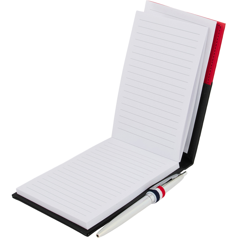 Red and Black Stripe Notebook and Pen Image 2