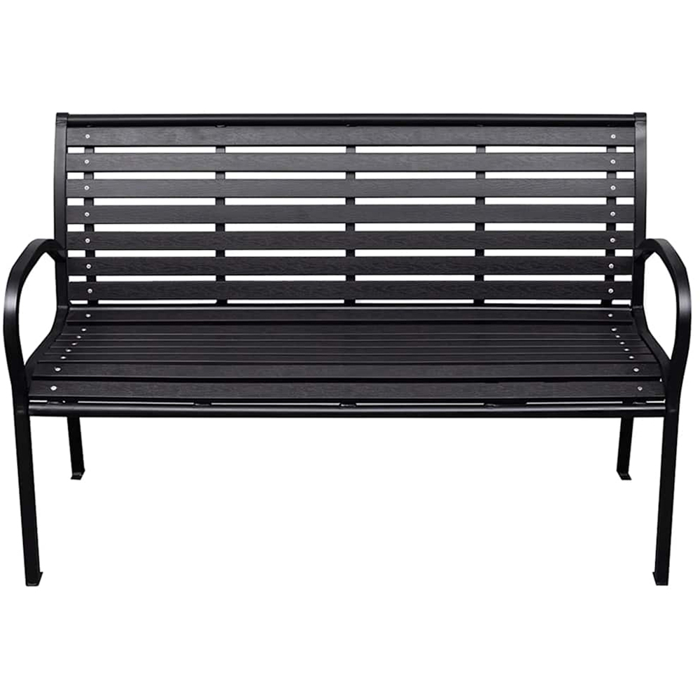 vidaXL 2 Seater Black Steel Frame and WPC Slats Garden Bench Image 2