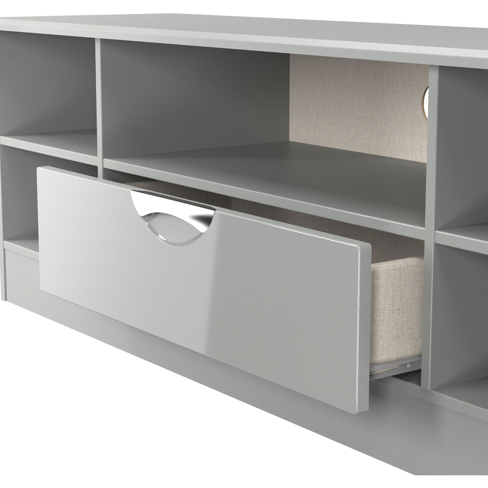 Crowndale Camden Single Door 5 Shelf Grey Gloss and Dusk Grey Wide TV Unit Ready Assembled Image 6