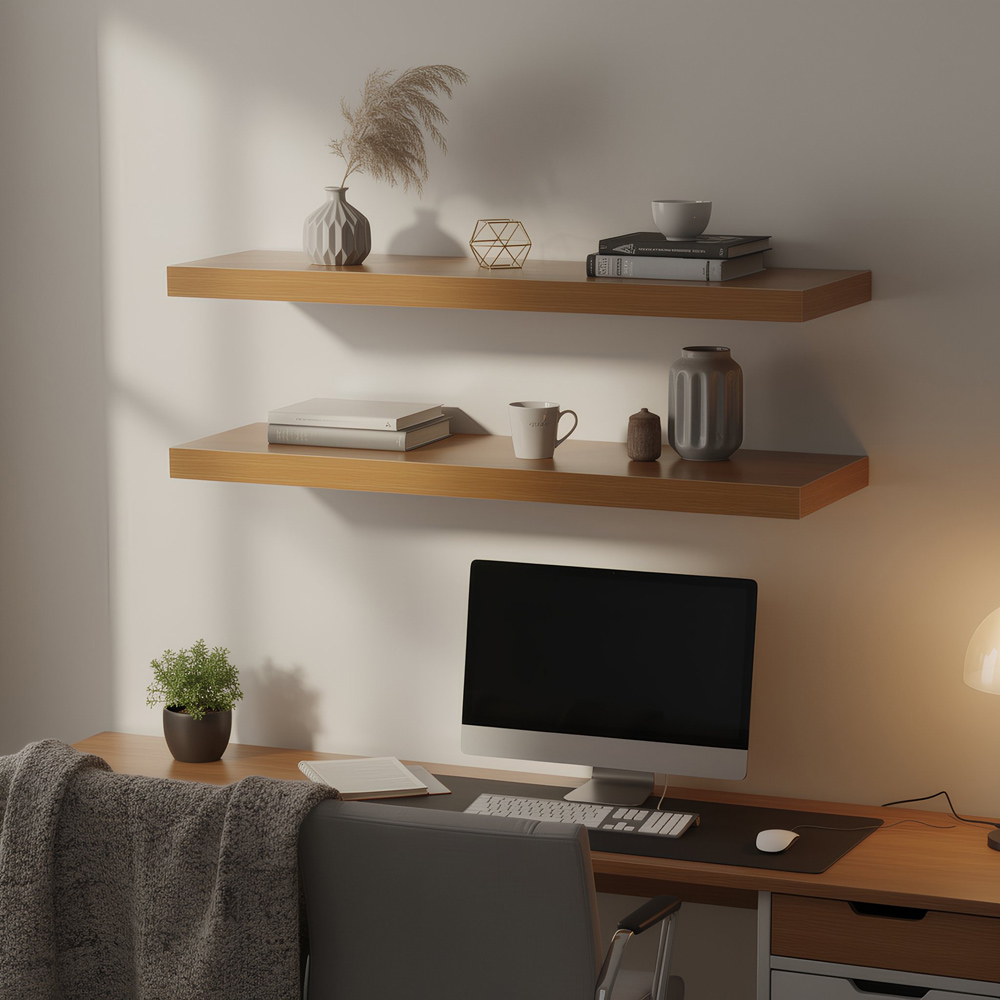 Harbour Housewares 80cm 6 Pack Brown Floating Shelf Image 3