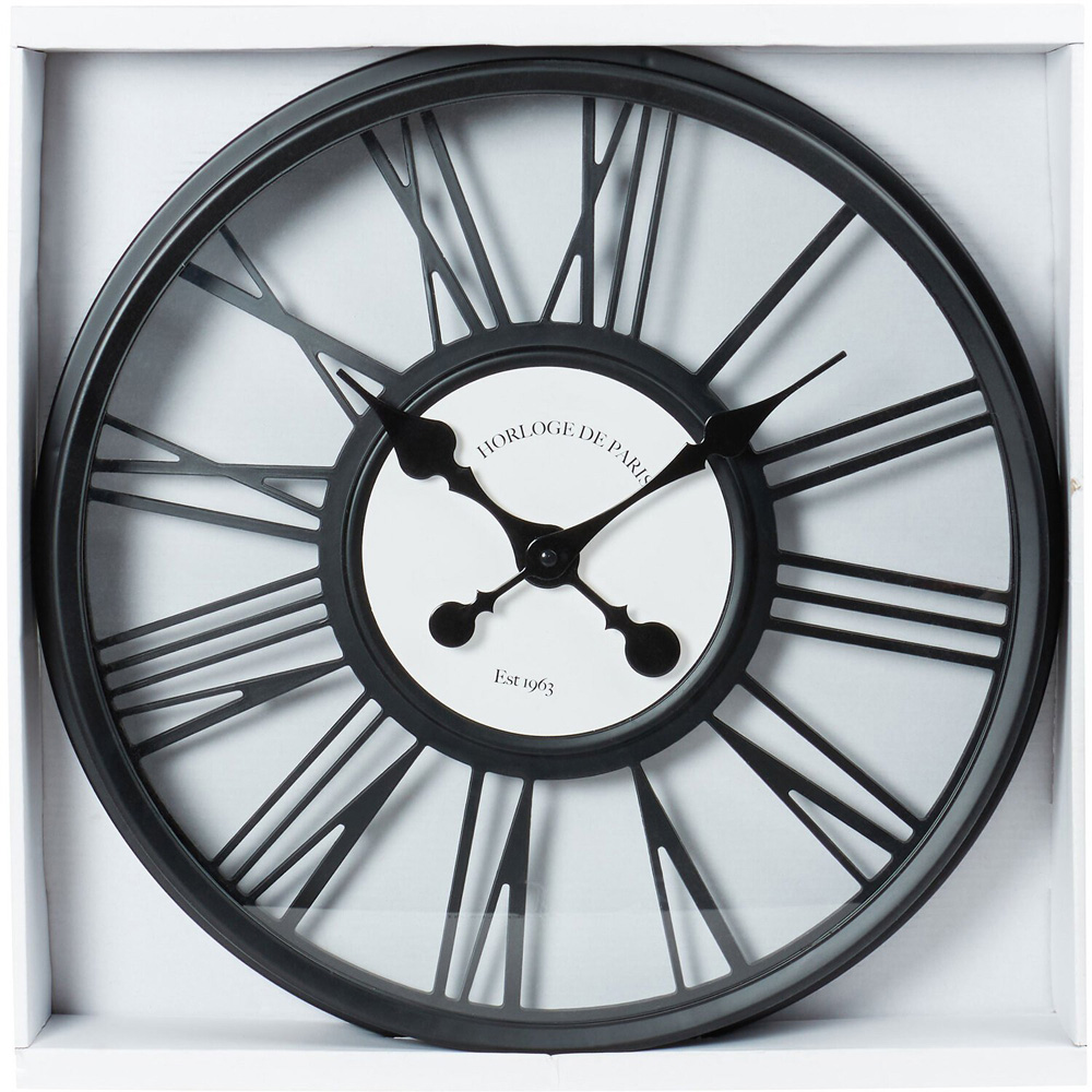 Black 3D Round Wall Clock 45cm Image 1