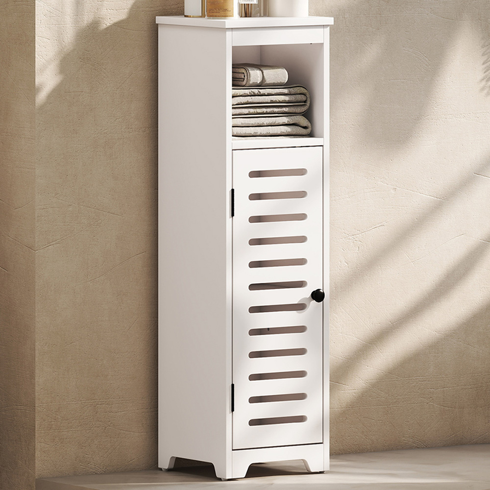 Portland Single Door Single Shelf White Bathroom Cabinet Image 1