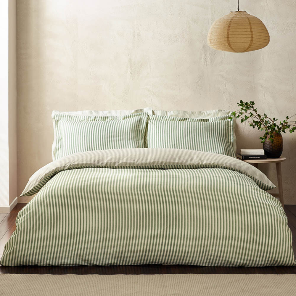Yard Hebden Single Melange Stripe Cotton Forest Duvet Set Image 1