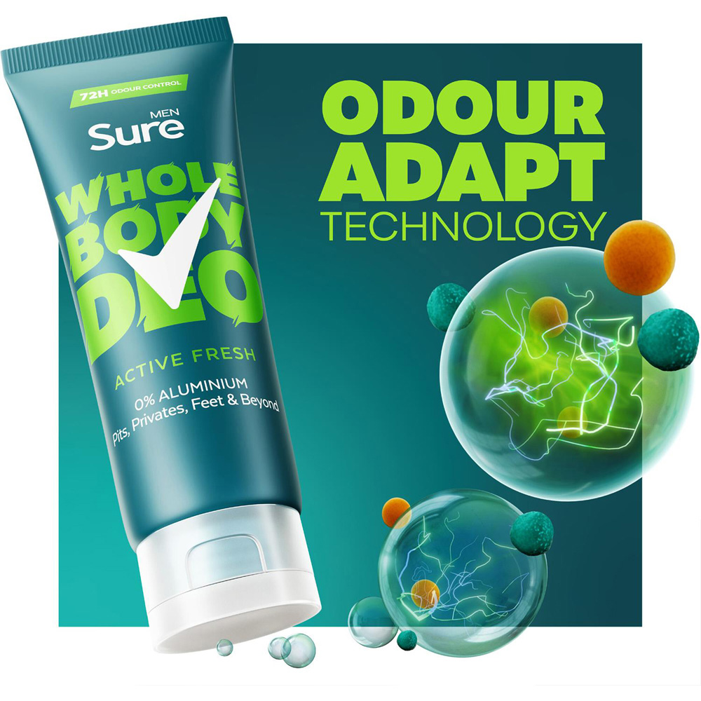 Sure Men 72H Odour Control Whole Body Active Fresh Deodorant Cream 75ml 12 Pack Image 5