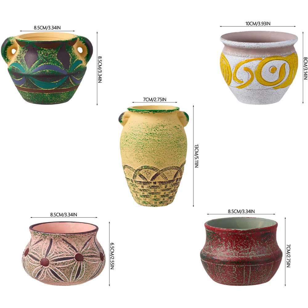 Living and Home Mediterranean Ceramic Plant Pot Set of 5 Image 8