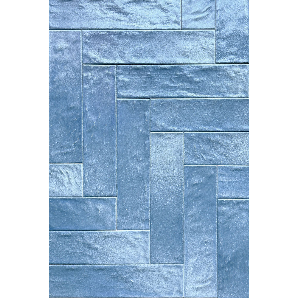 Top Ceramics Matt Blue Satin Pearl Shimmer Bumpy Metro Ceramic Wall Tile 260 x 65mm Image 2