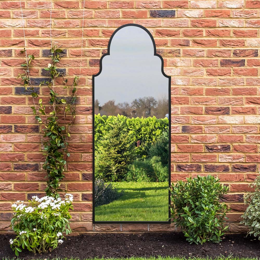 MirrorOutlet The Arcus Black Framed Arched Leaner and Wall Garden Mirror 180 x 70cm Image 5