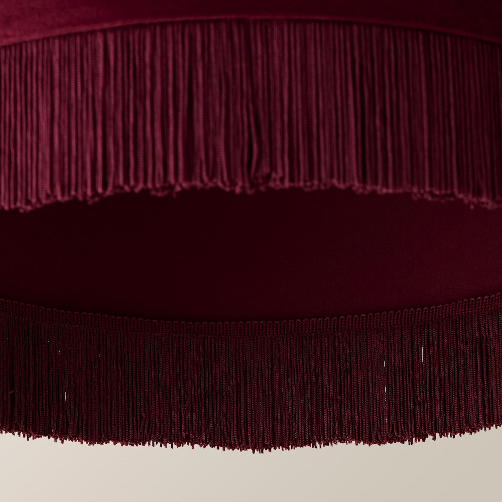 ValueLights Melody Berry Velvet Squat Ceiling Lamp Shade with Fringe Trim Image 5
