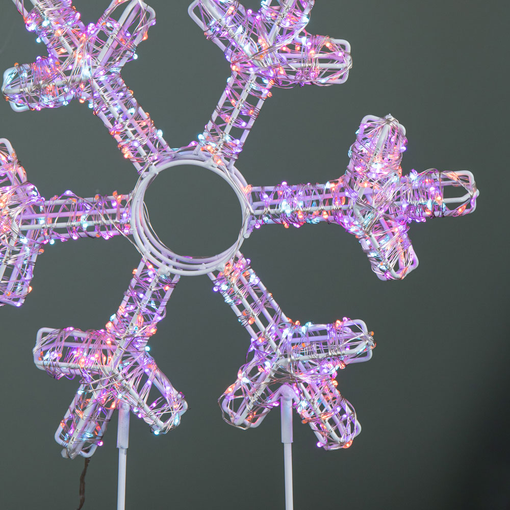 Samuel Alexander 720 Twinkling Rainbow LED Light-Up White Christmas Snowflake on Metal Stand 45cm Image 7