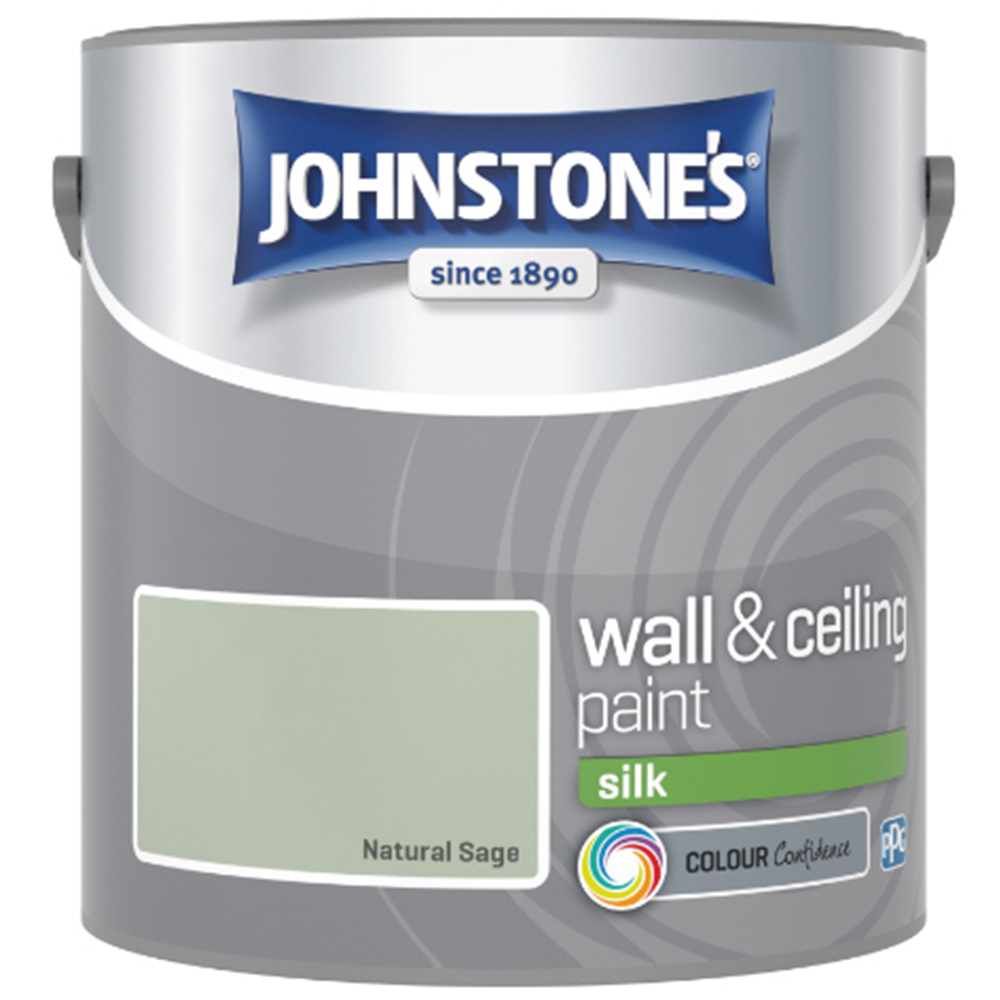Johnstone's Walls & Ceilings Natural Sage Silk Emulsion Paint 2.5L Image 2
