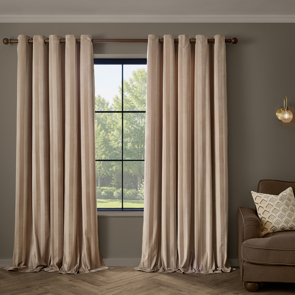 Paoletti Regency Grey Stripe Velvet Lined Eyelet Curtains 168 x 183cm Image 6