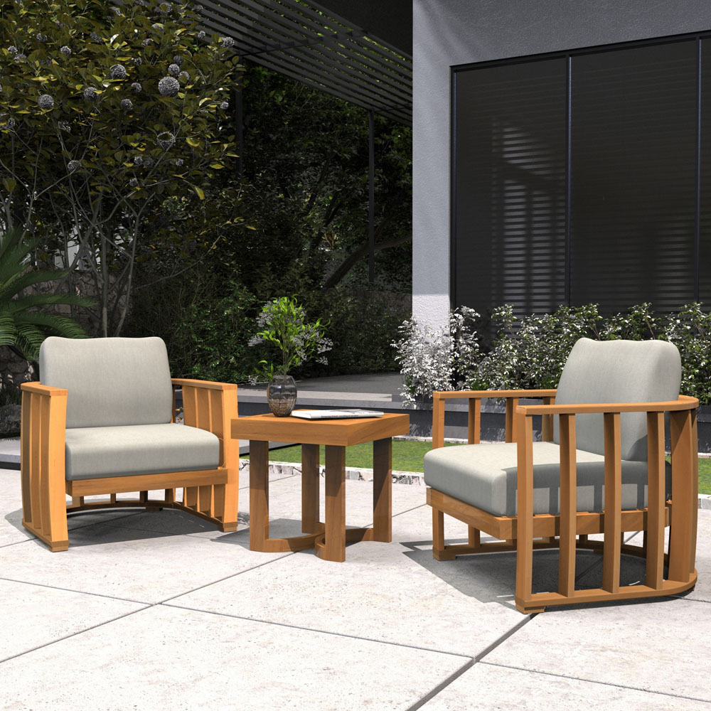 Direct Wicker 3 Piece Wooden Garden Bistro Set Image 3