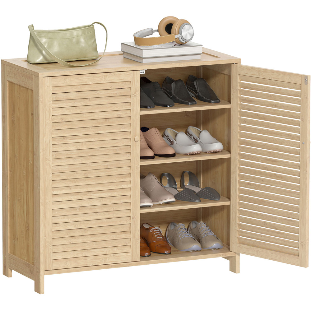 Portland 2 Door Natural Bamboo Louvred Shoe Cabinet  Image 2