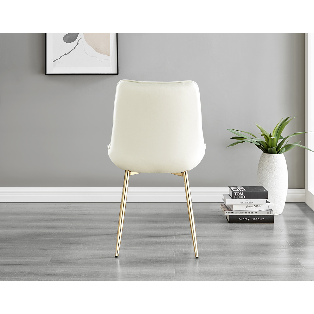 Furniturebox Cesano Set of 2 Cream and Gold Velvet Dining Chair Image 4