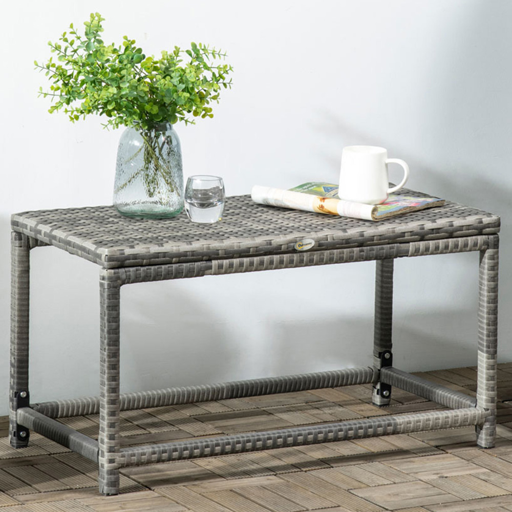 Wicker outdoor coffee clearance table with storage