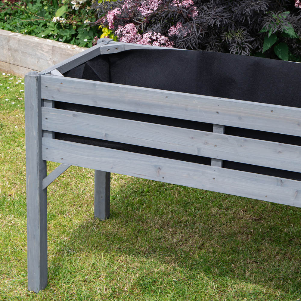 Samuel Alexander Grey Wooden Large Raised Garden Bed Planter with Slatted Base 75 x 123cm Image 4