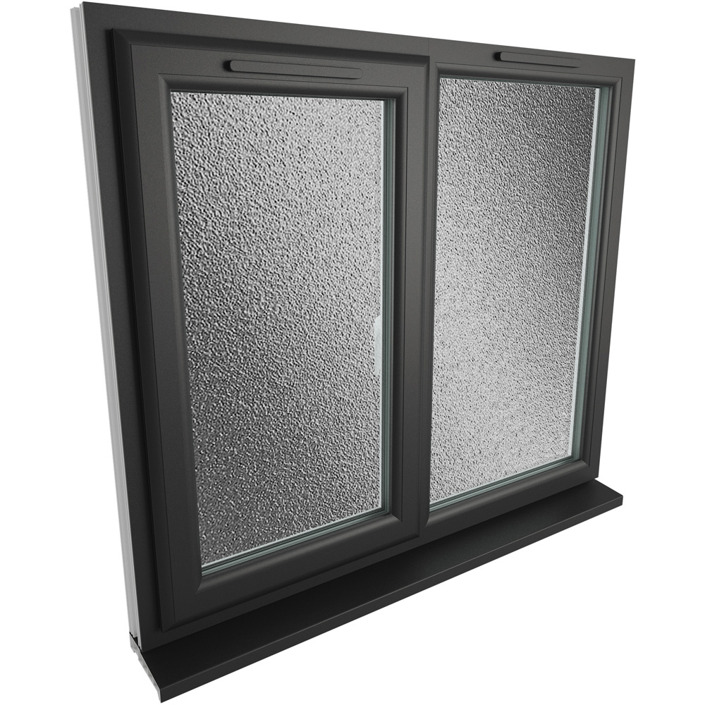 Crystal Black and White LH Side Hung Next to a Fixed Obscure Triple Glazed Window 1190 x 1190mm Image 4