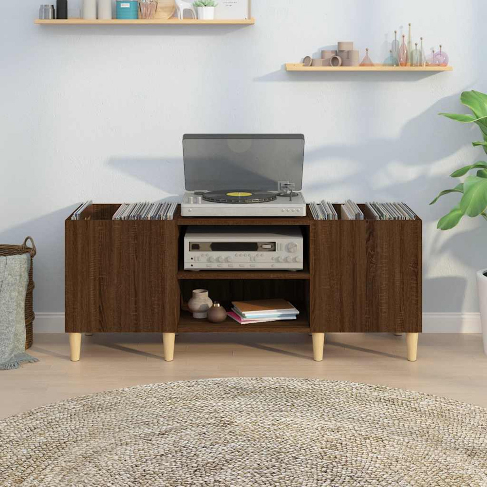 vidaXL 2 Shelf Brown Oak Record Cabinet Image 7