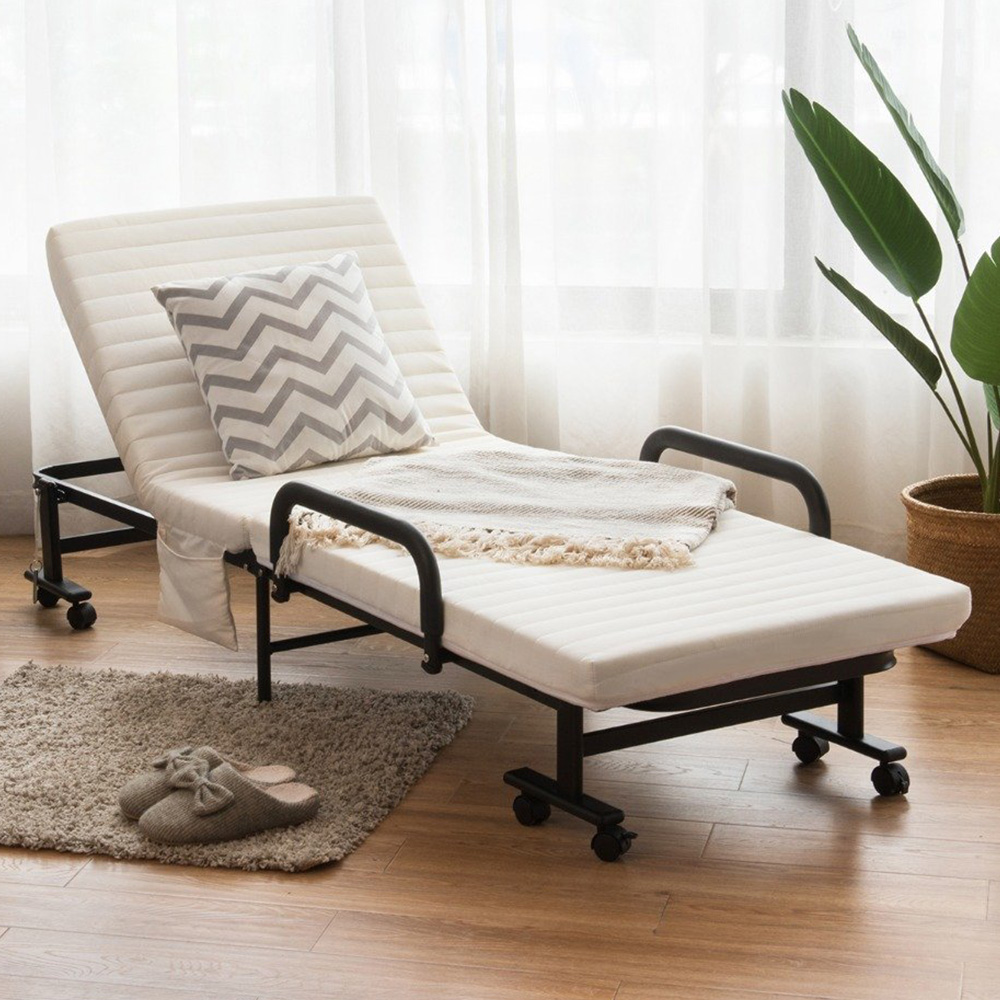 Costway Single Sleeper White Sofa Bed with Mattress Image 1