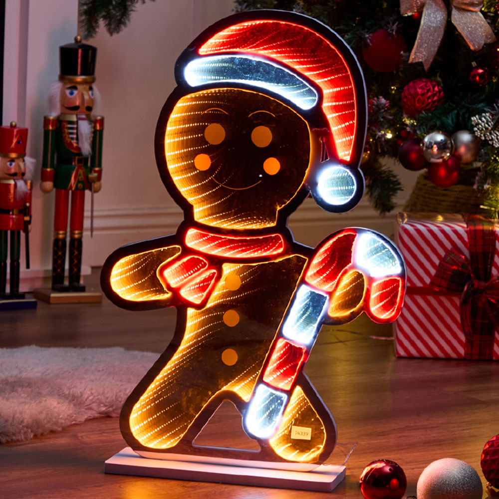 The Christmas Workshop LED Gingerbread Man Infinity Light Xmas Decoration 60cm Image 1