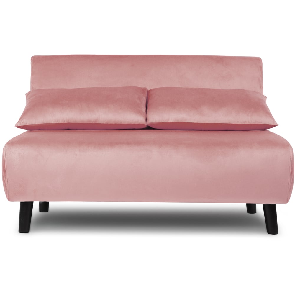 Aurora 2 Seater Pink Velvet Sofa Bed Image 3