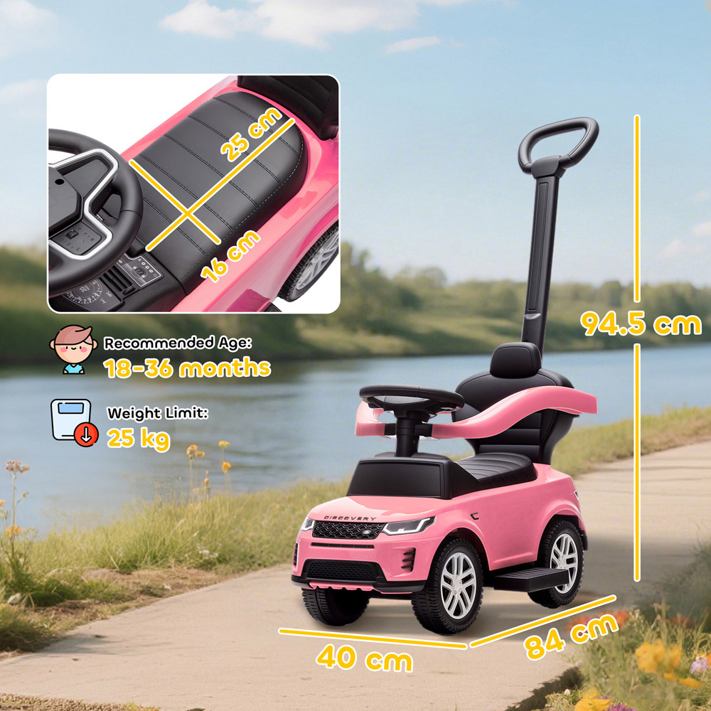 Tommy Toys AIYAPLAY 2-in-1 Pink Licensed Land Rover Baby Push Car with Guardrail Image 9