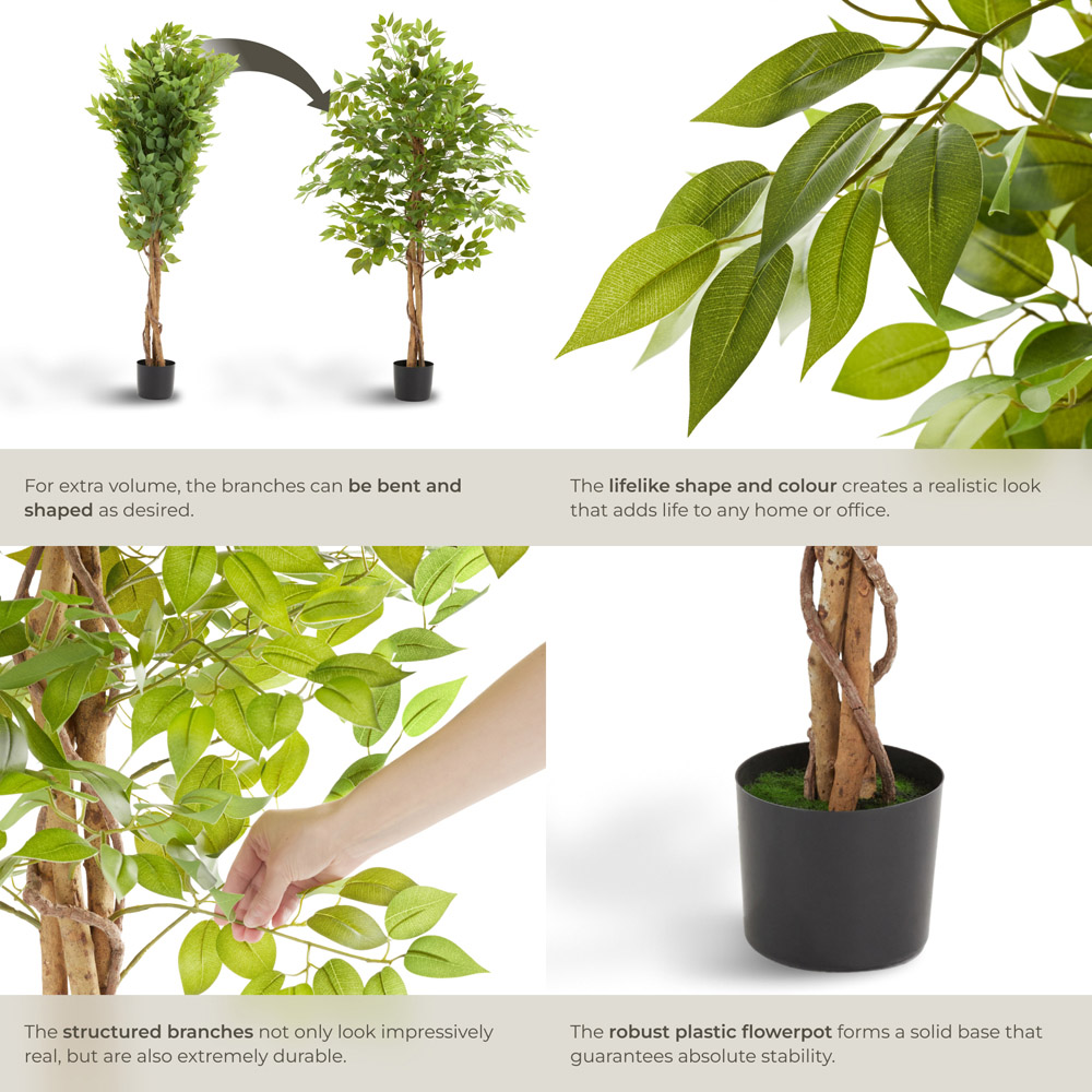 tectake Artificial Ficus Tree in Pot 160cm Image 4