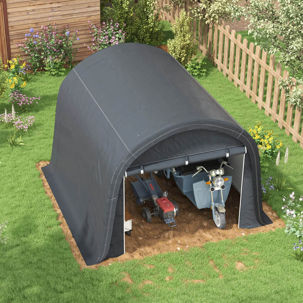 Outsunny 9.8 x 9.8ft Grey Heavy Duty Garden Storage Shed Image 4