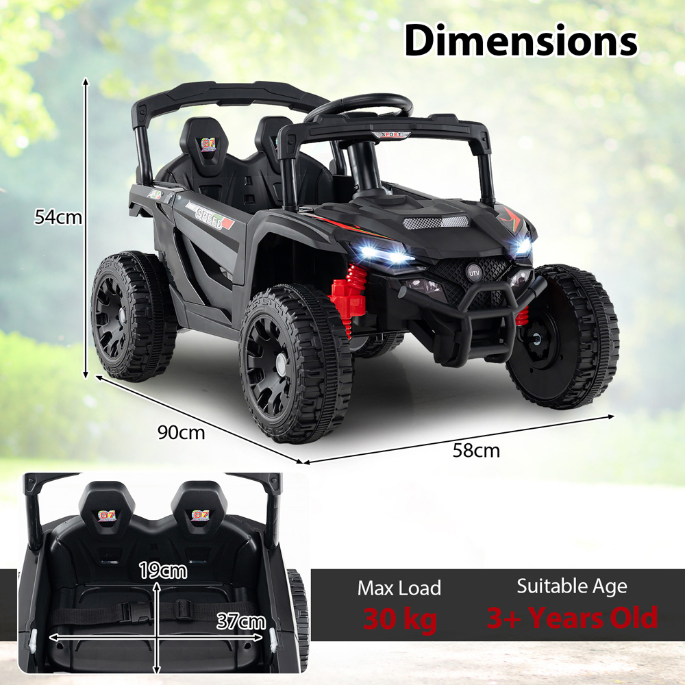 Costway Kids Black Ride On UTV Car with Remote 12V Image 8