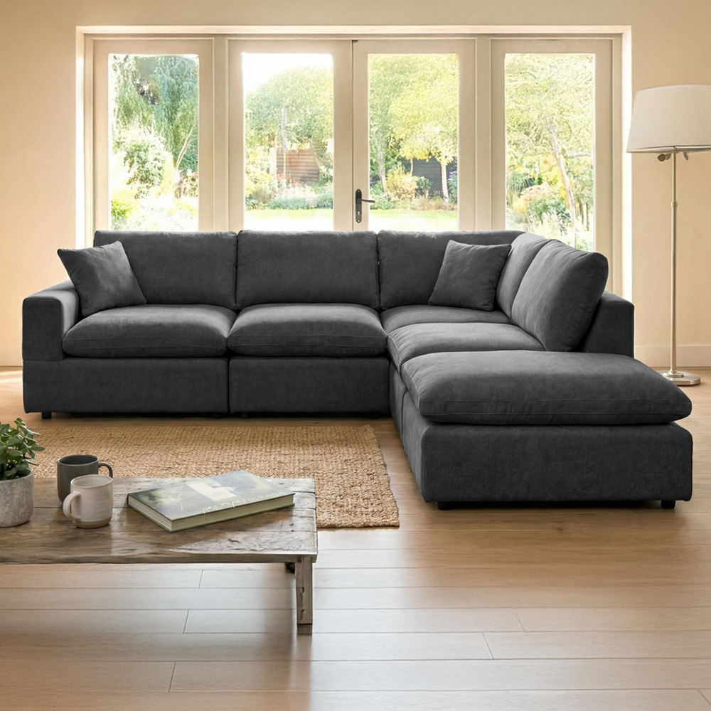 Artemis Home Cotleigh 5 Seater Charcoal Textured Fabric Reversible Corner Sofa Image 1