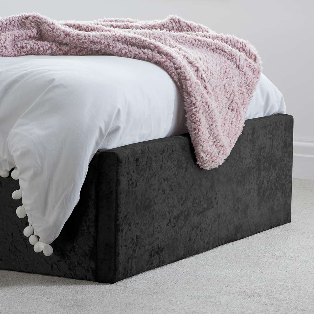 Berlin Single Black Crushed Velvet Ottoman Bed Image 5