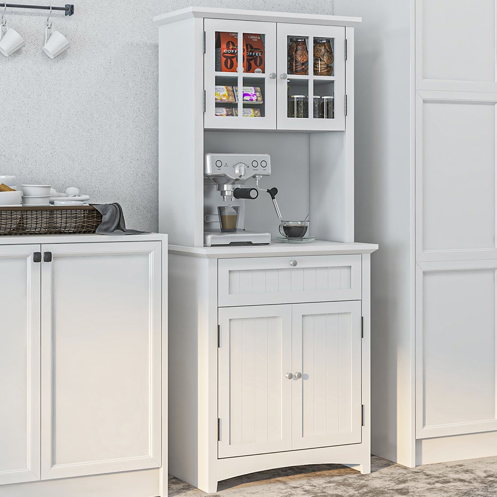 Portland 4 Door 2 Drawer White Kitchen Storage Cabinet Image 1