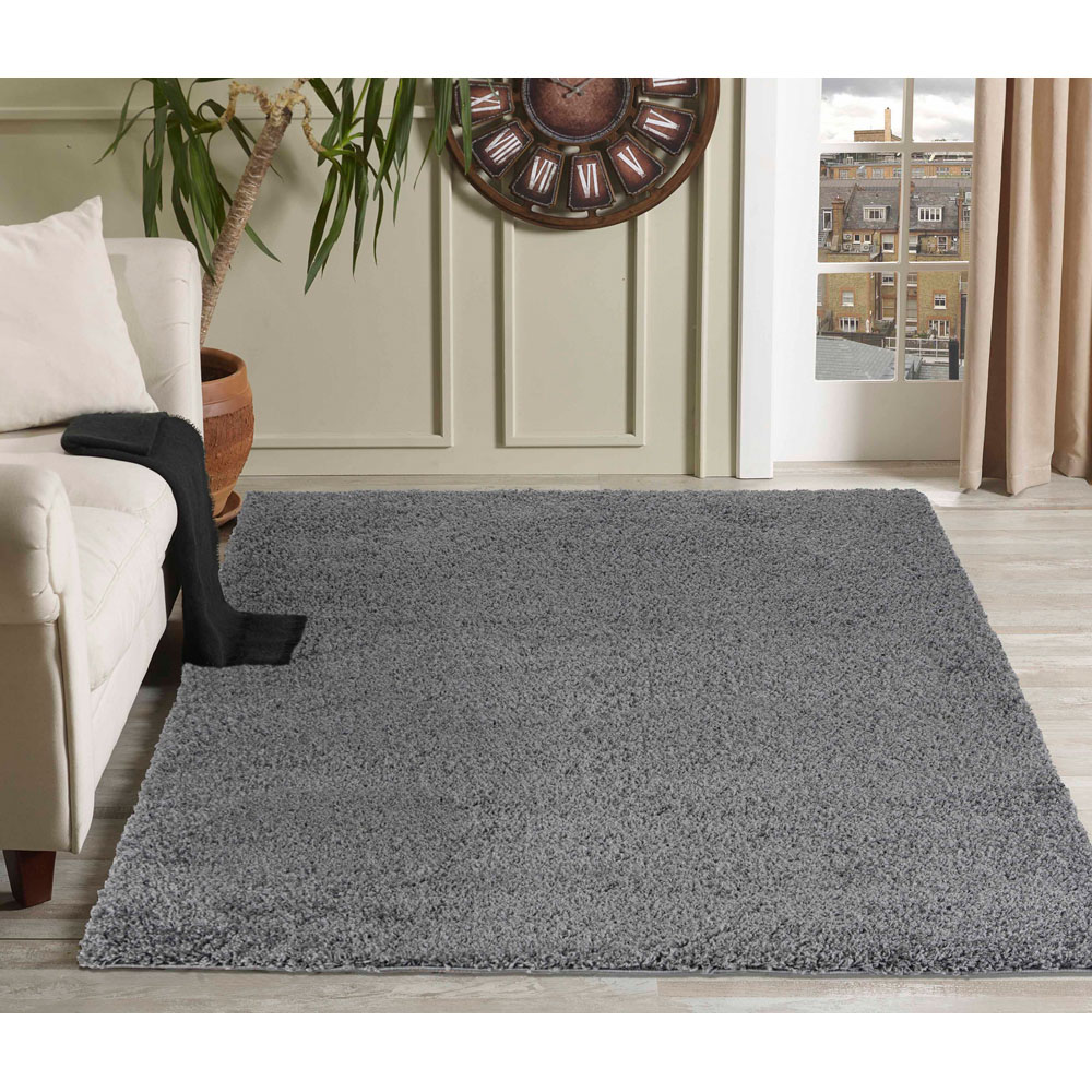 Desire Rugs Oxford Dark Grey Plain Shaggy Runner Rug 60 x 220cm Image 5