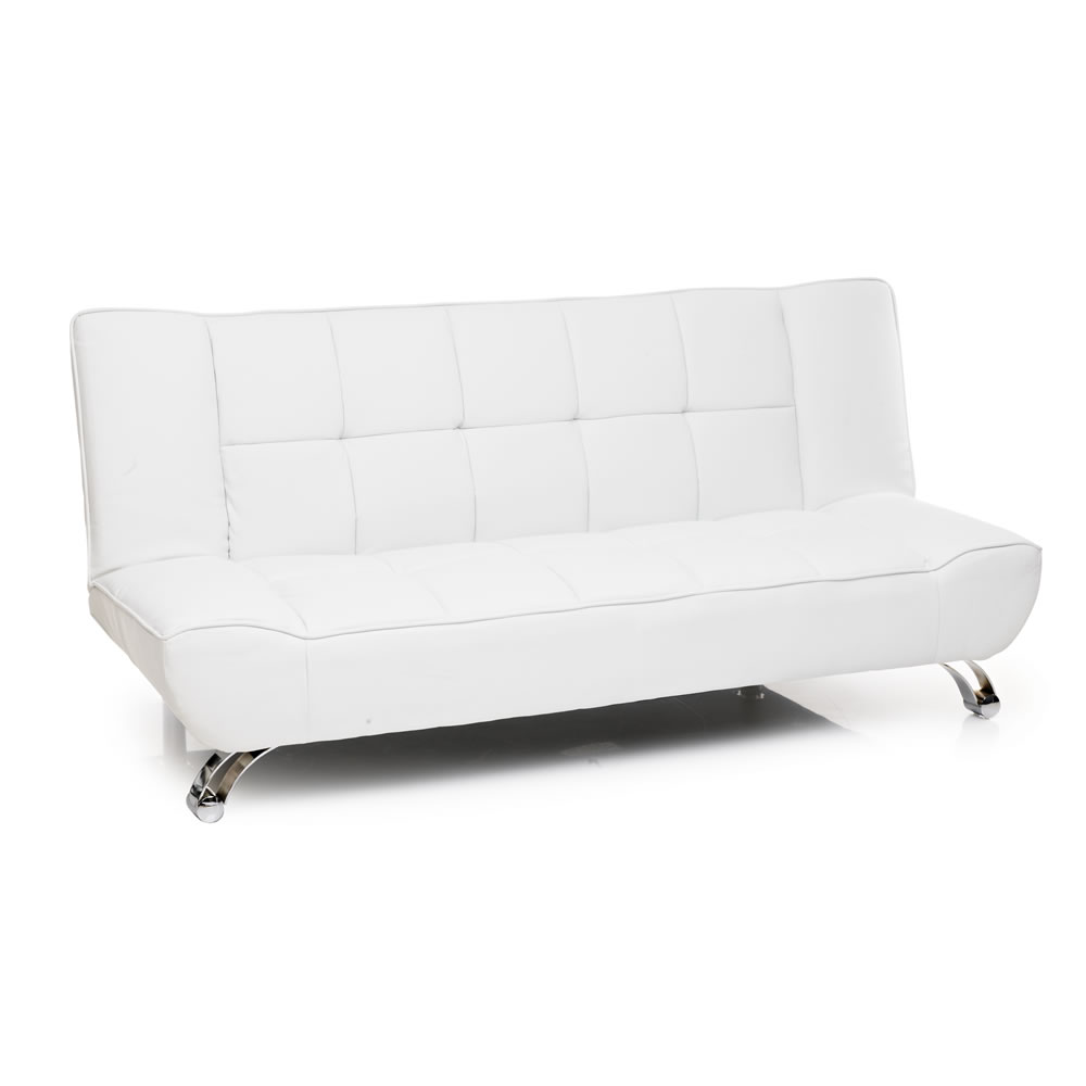 Vogue 2 Seater White Faux Leather Sofa Bed Image