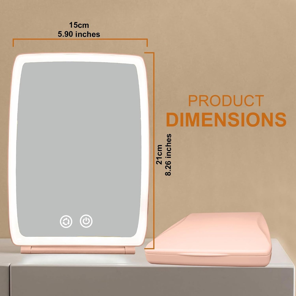 ATEK Pink Rechargeable LED Touch Control Makeup Mirror Image 8